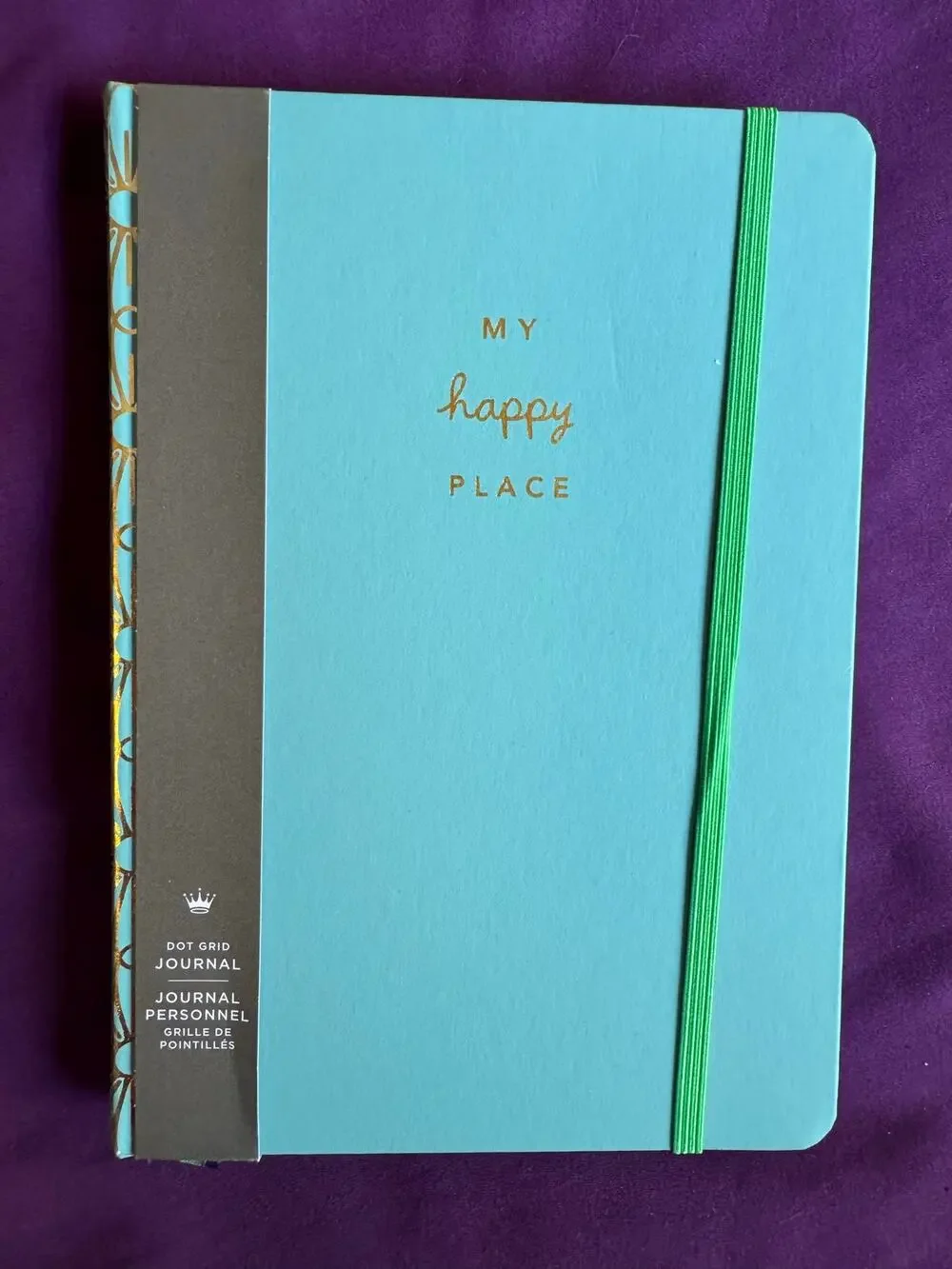 Hallmark Dot Grid Journal – “My Happy Place”Blue Hardcover –Gold Accents –Unused